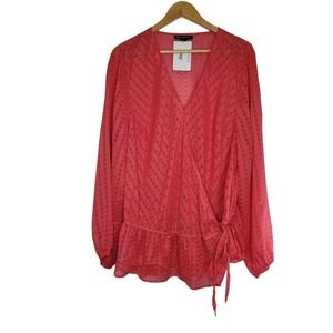 INC Waist Tie V-Neck Blouse New 3X